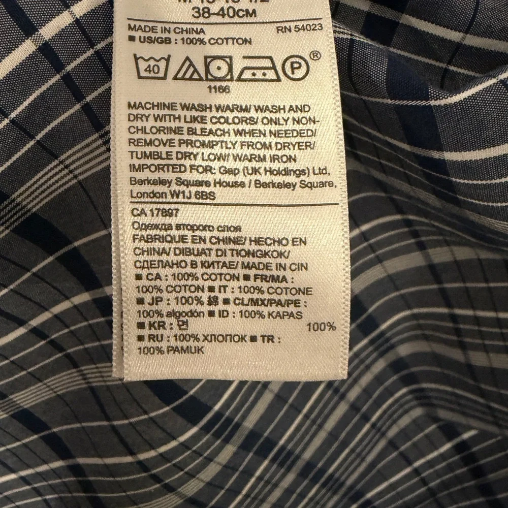 Banana Republic Men's Navy Plaid Non-Iron Shirt